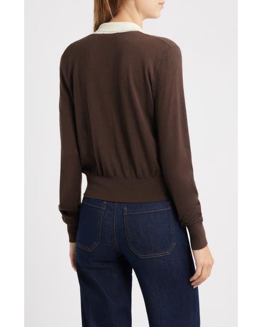 FRAME Blue The Two Tone Cashmere & Silk Blend Polo Sweater