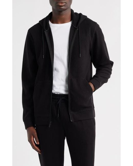 Zella Black Waffle Knit Zip-Up Hoodie for men