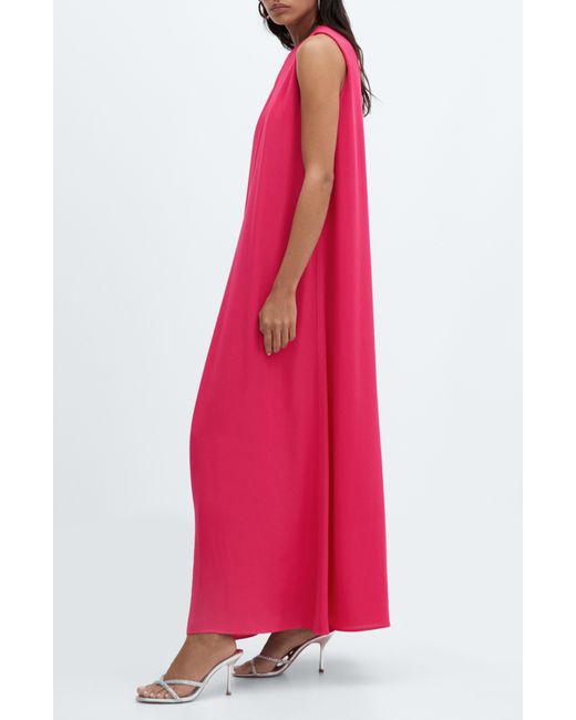 Mango Pink Pleated Sleeveless Dress