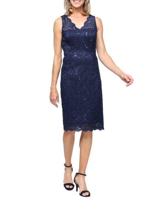 Sl Fashions Lace Jacket And Sheath Dress Set in Blue | Lyst
