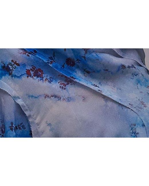 TOPSHOP Blue Floral Asymmetric Chiffon Skirt