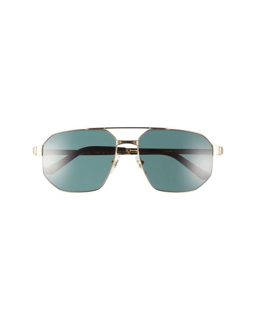 Cartier Blue 60mm Polarized Pilot Sunglasses for men