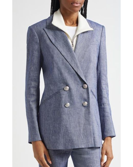 Veronica Beard Blue Dale Linen Blend Dickey Jacket