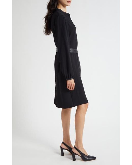 Vince Women's Black Faux Leather Trim Long Sleeve Shirtdress -  www.stlouis.ac.tz