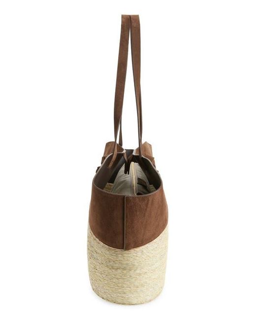 Altuzarra White Large Knot Straw & Leather Tote