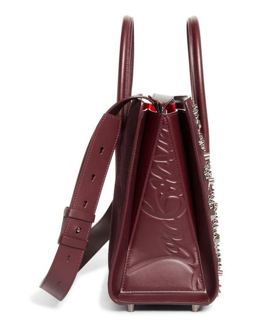 Christian Louboutin Red Medium Paloma Loubinthesky Studded Leather Tote