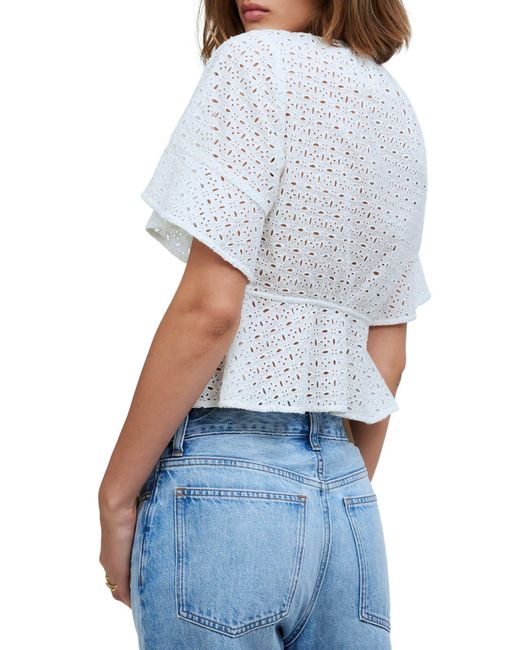 Madewell White Eyelet Tie Front Top