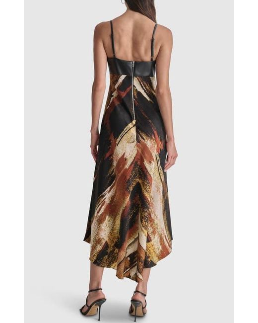 DKNY Print Faux Leather Trim Maxi Dress in Black | Lyst DKNY Print Faux Leather Trim Maxi Dress in Black | Lyst