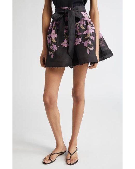 Zimmermann Dawning Beaded Tucked Shorts in Black | Lyst
