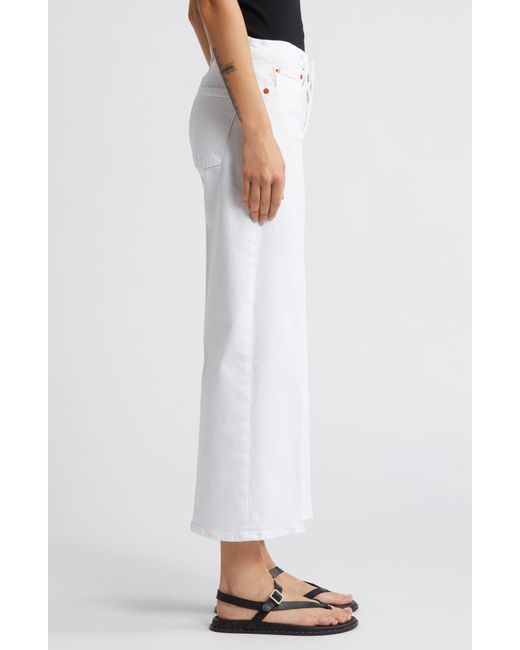 Re/done White Mid Rise Ankle Wide Leg Jeans