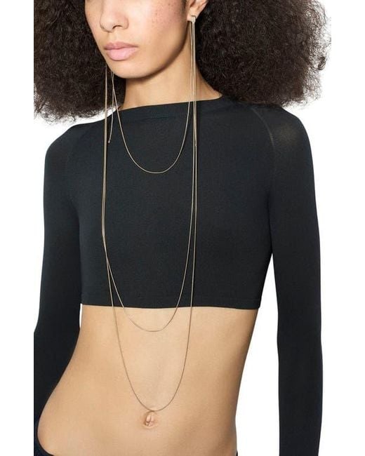 Alaïa Women's Black Long Sleeve Crop Top