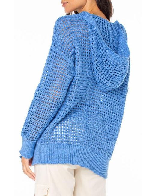 Roxy Blue Thea Open Stitch Cotton Hoodie Cardigan