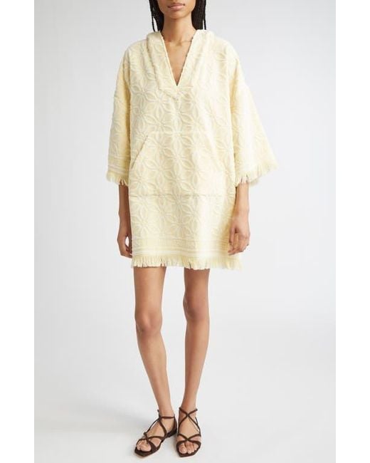 Zimmermann Coco Jacquard Terry Cloth Hooded Dress in Yellow