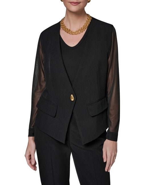 Donna Karan Black Sheer Contrast Jacket