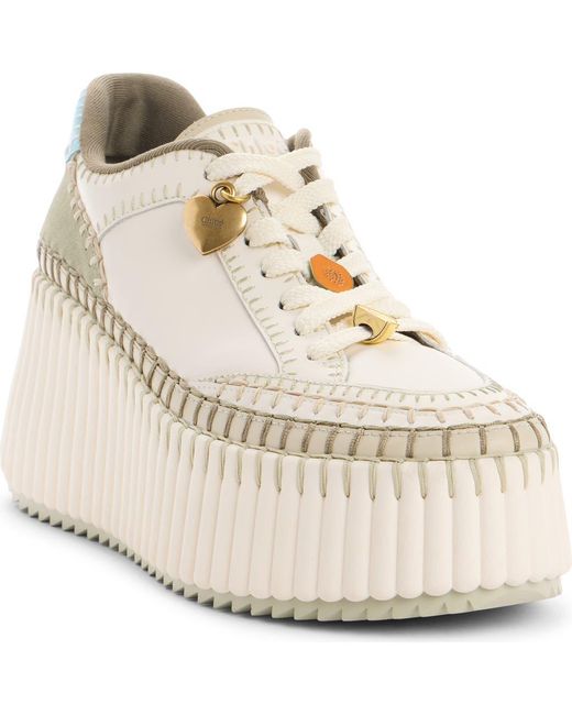 Chloé Metallic Nama Platform Wedge Sneaker