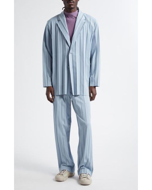 Homme Plissé Issey Miyake Blue Edge Ensemble Pleated Straight Leg Pants for men