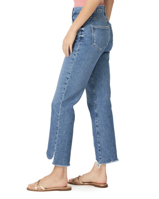 PAIGE Blue Noella High Waist Distressed Straight Leg Jeans