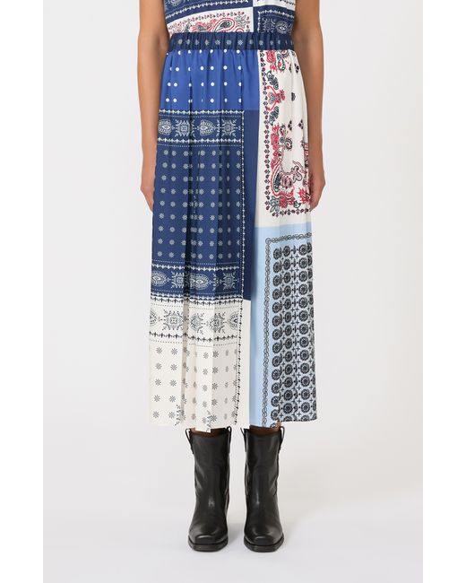 Weekend by Maxmara Blue Luna Patchwork Maxi Skirt