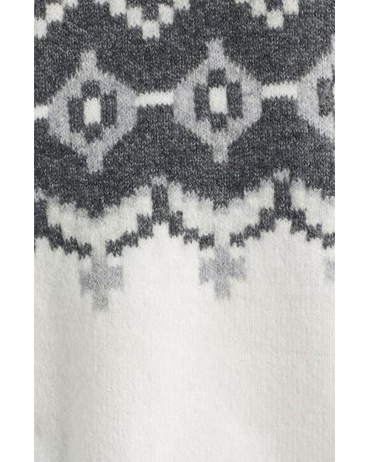 Vince Camuto White Fair Isle Crewneck Sweater