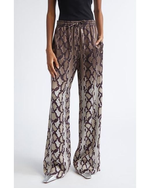 Stella McCartney Natural Snakeskin Print Satin Pajama Trousers