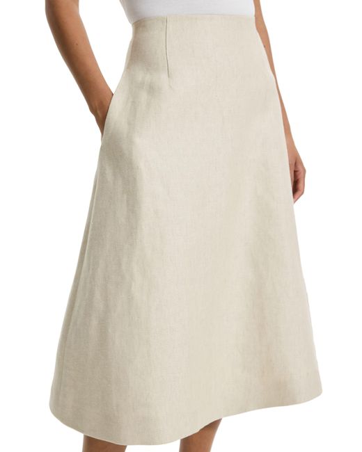 Theory Natural High Waist Linen A-line Skirt