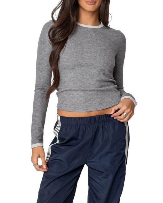 Edikted Black Meghan Waffle Knit Top