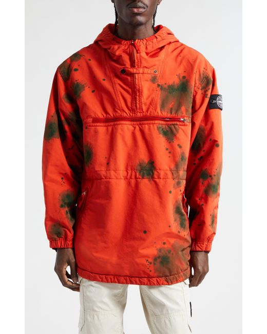 Stone Island Red Hand Sprayed Utility Anorak for men