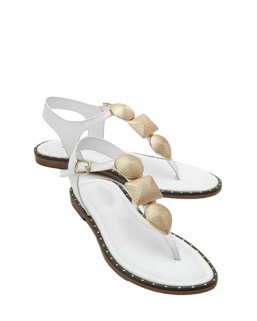 Forever & Always Shoes White Giulia Leather Flat Sandal