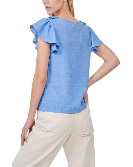 Cece Blue Ruffle Top