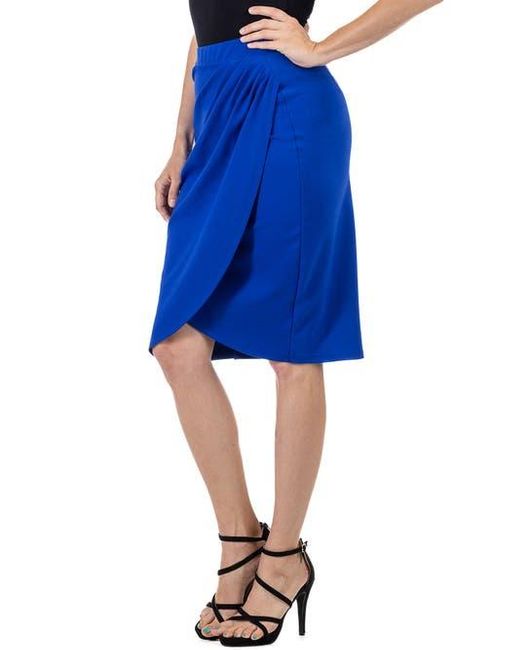 24seven Comfort Apparel Blue Elastic Waist Knee Length Tulip Pencil Skirt