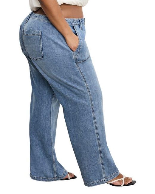 GOOD AMERICAN Blue Lite Drawstring Jeans