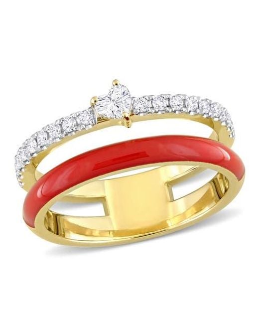 Julianna B Red 1/3 Ctw Diamond & Heart Ring 14K