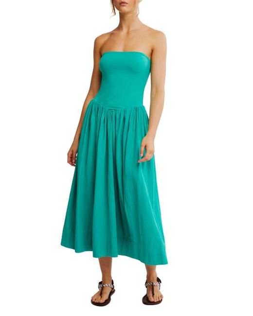 Free People Green Onda Strapless Midi Dress