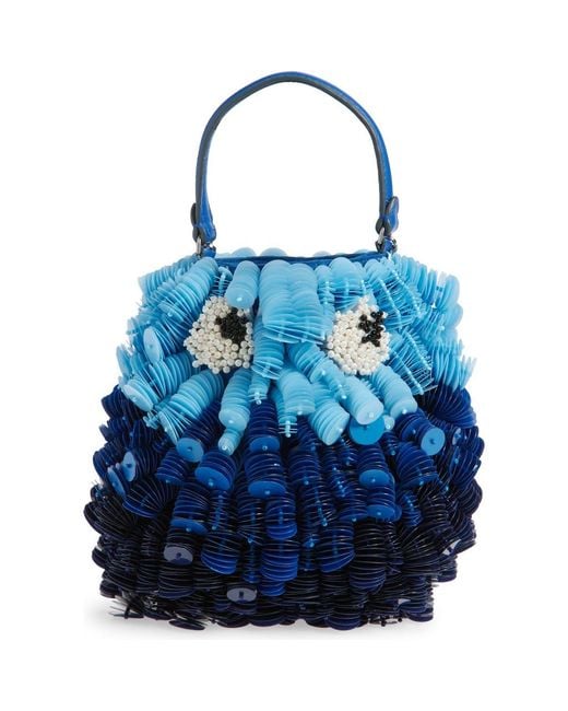 Anya Hindmarch Blue Sea Urchin Paillette Embellished Clutch