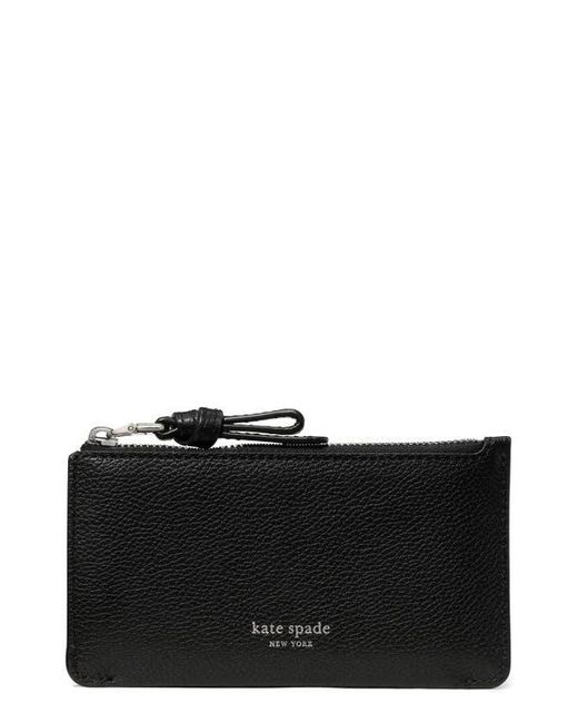 Kate Spade Black Loop Pebbled Leather Card Case