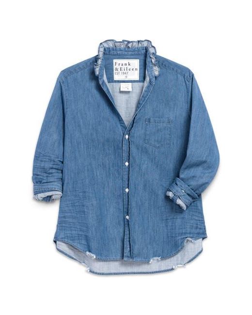 Frank & Eileen Blue Ruffle Collar Relaxed Button Up Shirt