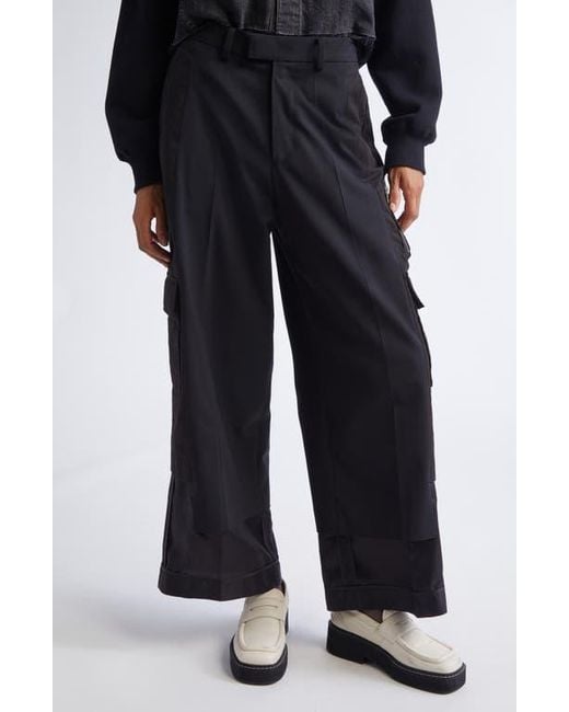 Undercover Black Paneled Mixed Media Cargo Trousers