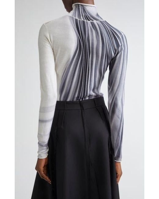 Jason Wu Blue Dancing Pleat Print Merino Wool Turtleneck Sweater