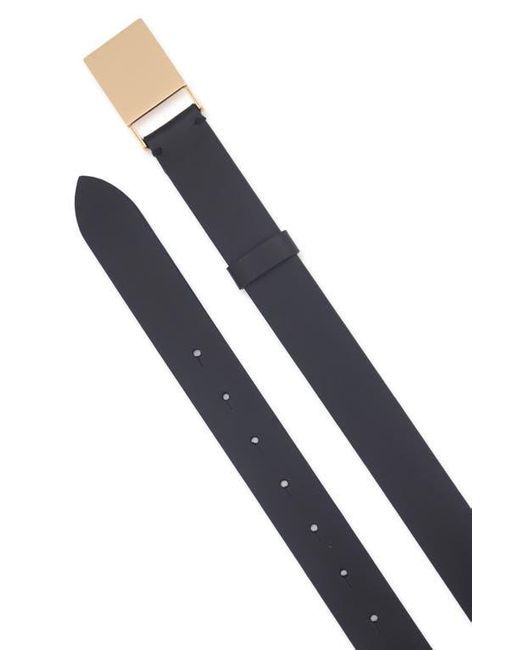 Vince Black Plaque Leather Belt