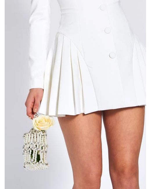 Miss Circle Faux Pearl Crystal Mini Handbag in White | Lyst