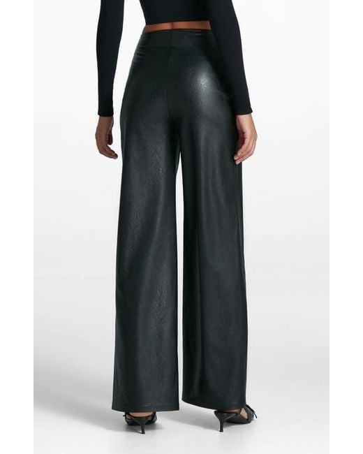 Pants Outfit Commando Women's Faux Leather Wide Leg Pants High