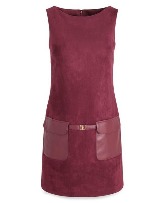 BCBGMAXAZRIA Red Sleeveless Faux Suede Minidress