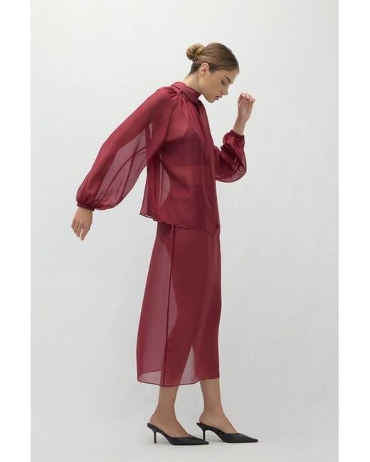 Naked Cashmere Red Amara Silk Organza Blouse
