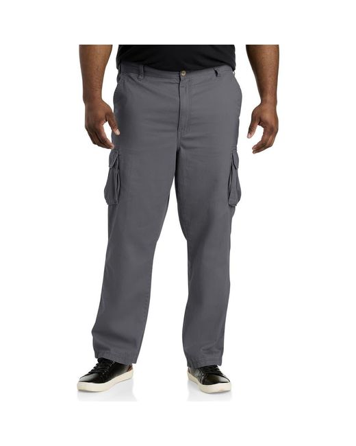 True Nation by DXL Gray Big & Tall Broken-In Relaxed Fit Cargo Pants for men