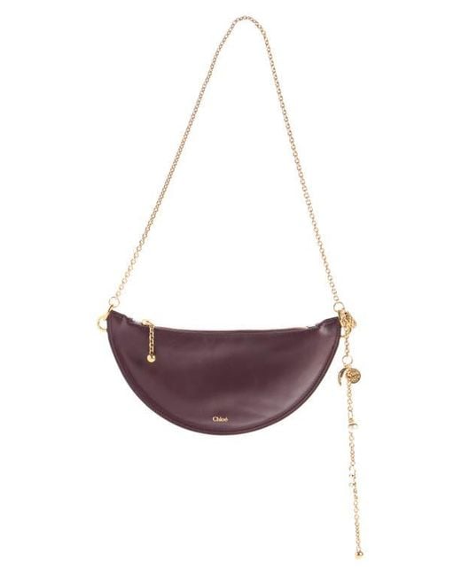 Chloé Purple Mini Icons Leather Half Moon Crossbody Bag