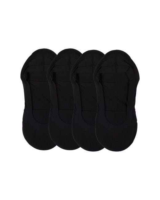 Memoi Black Assorted 4-Pack Cushioned Liner Socks