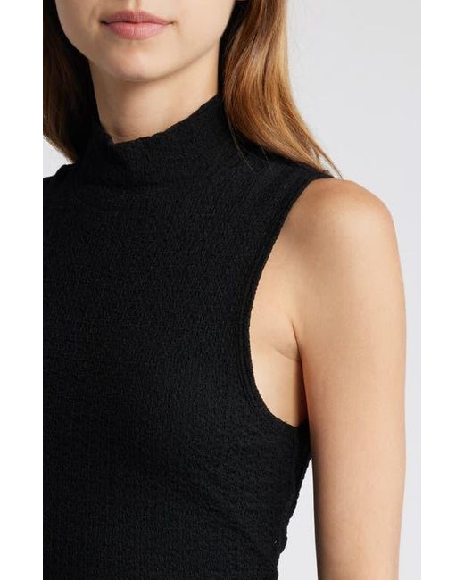 FRAME Black Mock Neck Mesh Maxi Dress