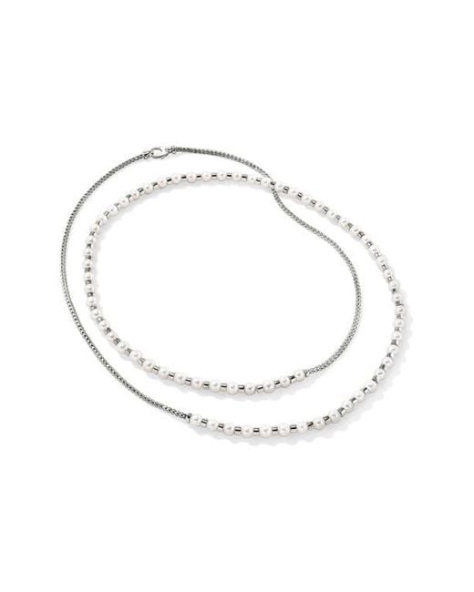 John Hardy Metallic Jh Essential Freshwater Pearl Wrap Necklace, Sterling, 2.5Mm
