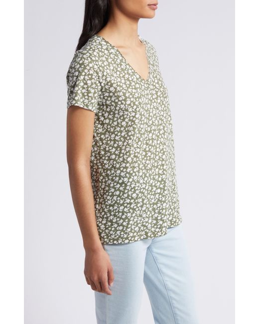 Caslon Multicolor Caslon(r) V-neck Short Sleeve Pocket T-shirt