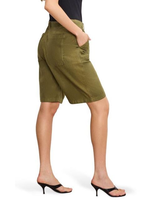 GOOD AMERICAN Women's Green Lite Cotton Blend Bermuda Shorts knee length shorts